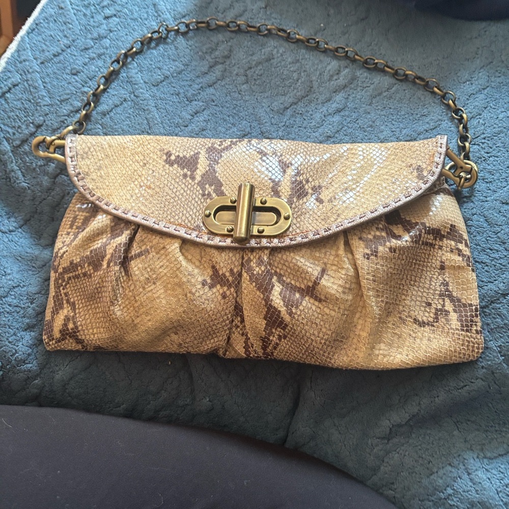 Elegant Snake Print Clutch Bag